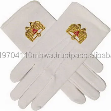  100% heavy white cotton glove masonic embroidery and Different