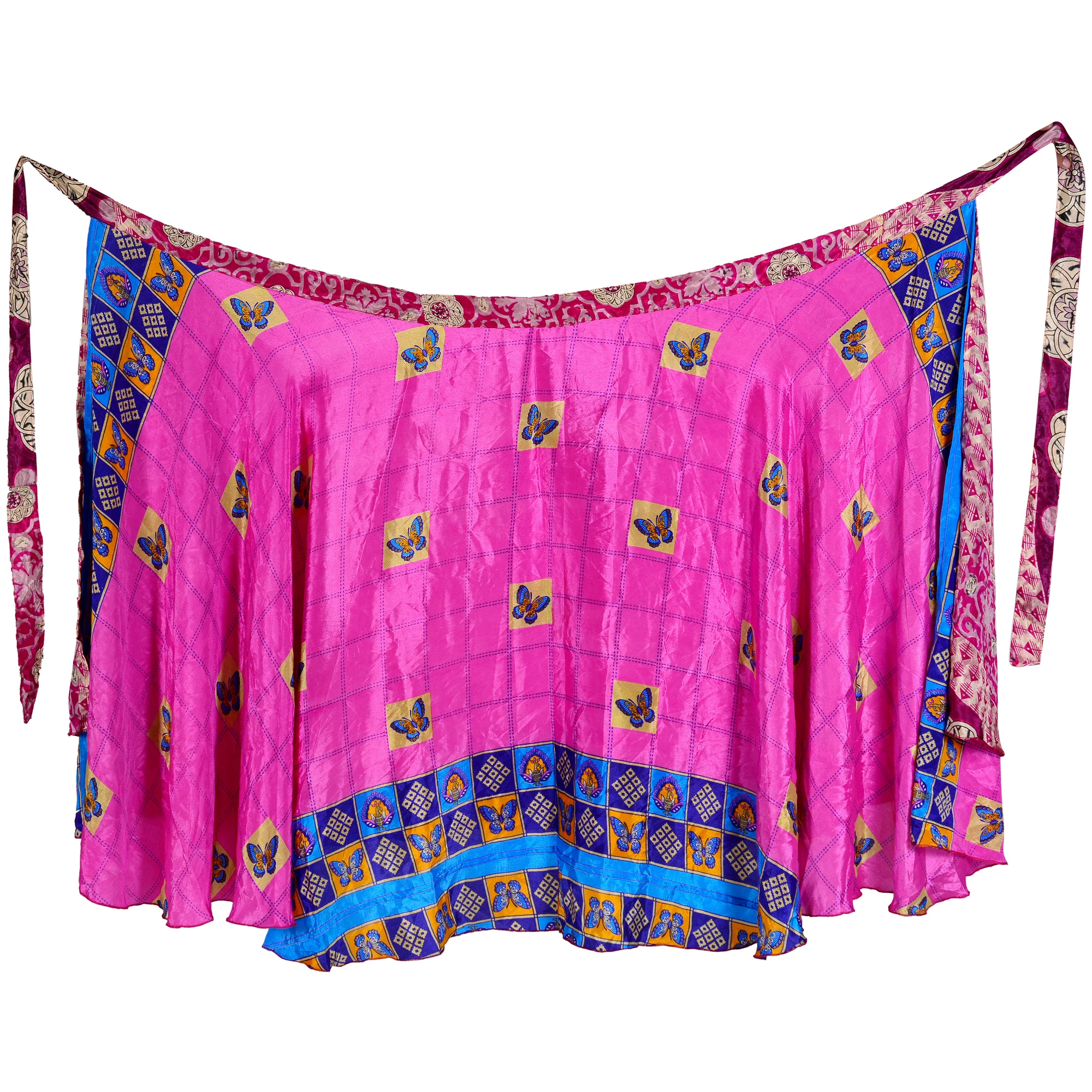 Indian Silk Long Skirts Boho Hippie Long Skirt Double Layer Magic Wrap Reversible Long Vintage Silk Sari Long Wrap Skirts