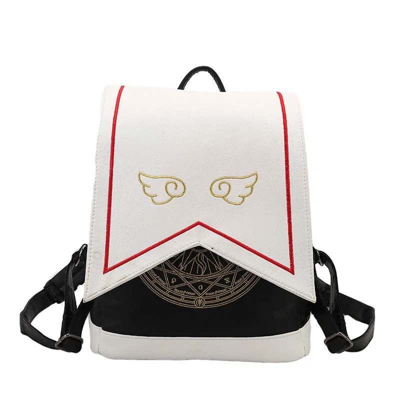 Винтажный чехол из искусственной кожи для карт аниме Kawaii Cardcaptor школьные сумки с принтом Лолита Сакура рюкзак с крыльями ангела