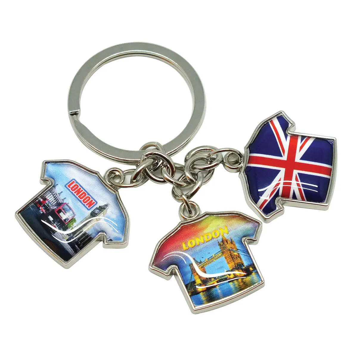 High Quality Metal Flag Keyring with Epoxy