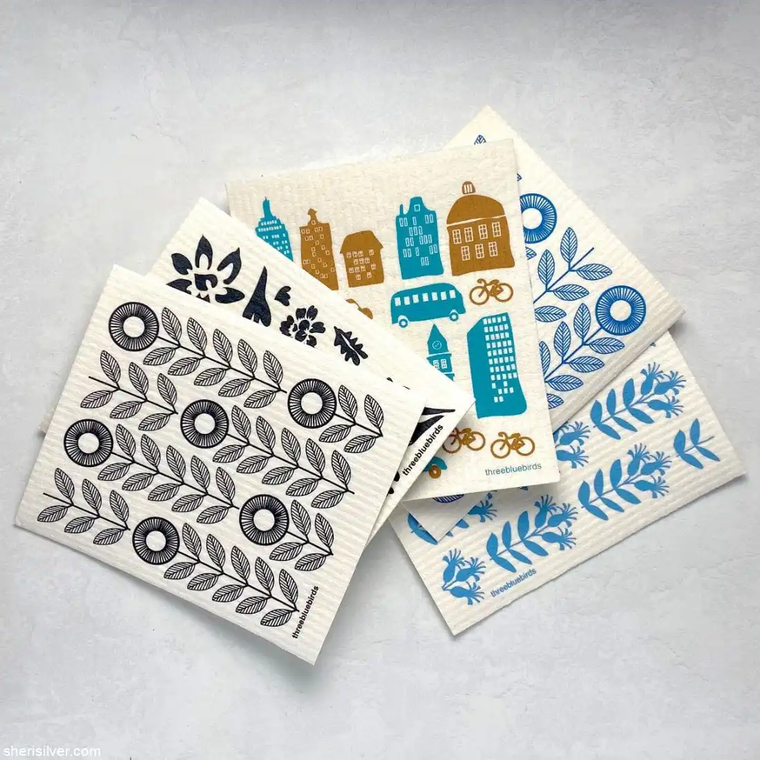 Eco Friendly Customize Custom Printed Printed Kitchen Cleaning Swedish Cellulose Sponge Dish Cloth