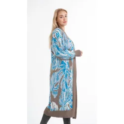 Современная Женская Длинная трикотажная одежда, коричневый кардиган «Monsterra», новая коллекция