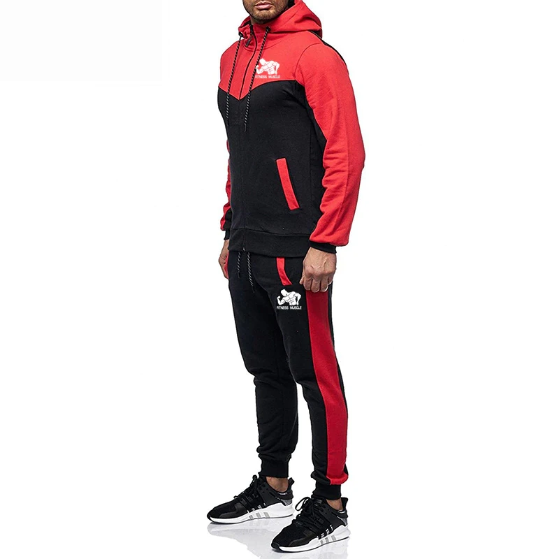 Gym Workout Tech Fleece Tracksuits Contrast panel work Muscle Fit Beast Body Active Wear OEM Blend Track Suits Sweat Suits
