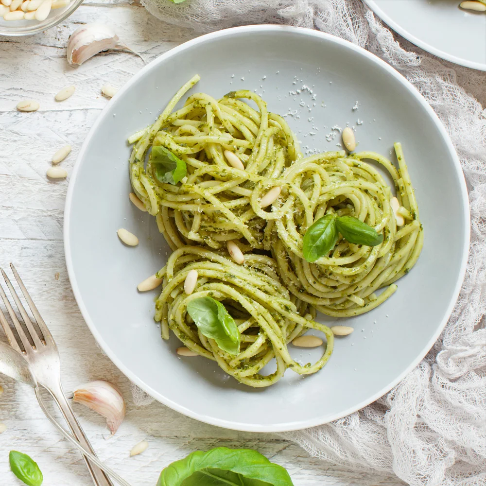 Premium quality basil creamy sauce green pesto alla genovese without Garlic 190g glass jar food pasta sauce