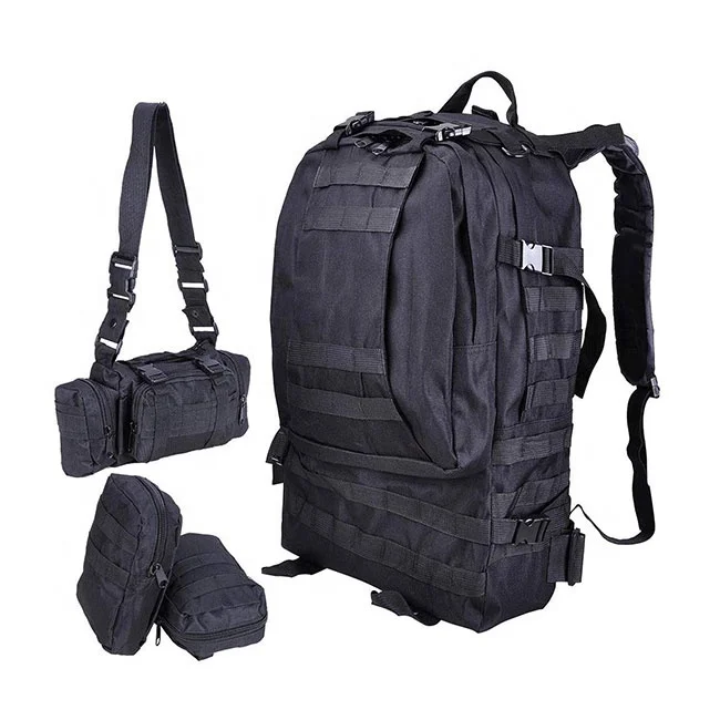 55L Tactical 4-in-1 Backpack Waterproof Camouflage Pattern for Outdoor Camping Hiking & Hunting with MOLLE System & Assault Pack