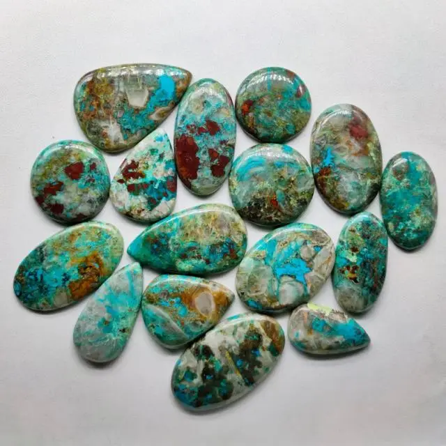 Натуральный хризоколла свободный Кабошон Драгоценные камни разных размеров и формы драгоценные камни, ручная работа и ручная полировка гладкие и плоские драгоценные камни для ювелирных изделий