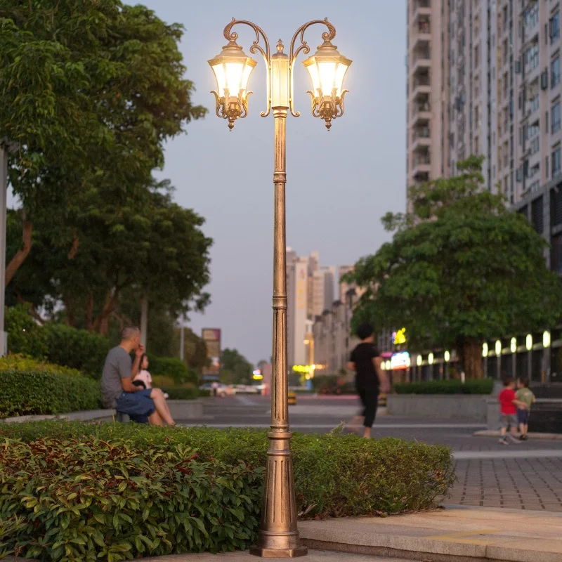 Hepu Decorative Antique Matched Aluminum Classic European style lamp pole pathway landscape outdoor garden lights