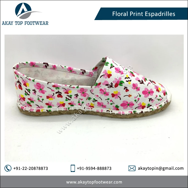 Espadrilles Best Wholesale Deal on Floral Print Solid Color Traditional Espadrilles Flat Shoes