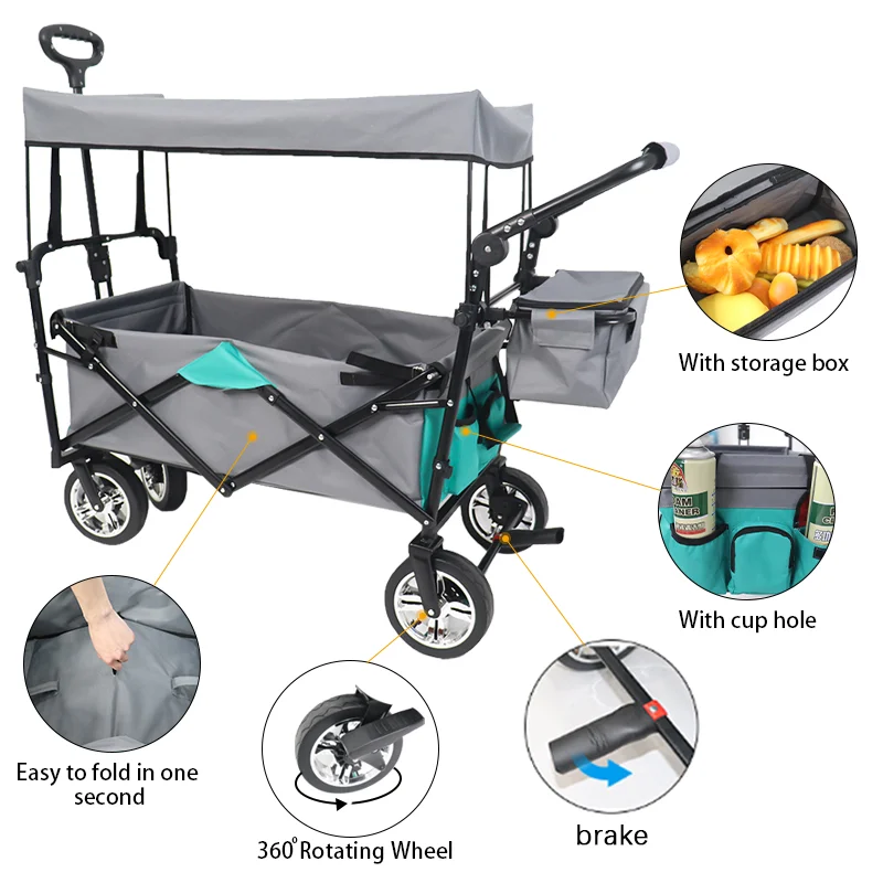 Supermarket hot sell Mini Camping trolley folding wagon carts foldable outdoor utility wagon