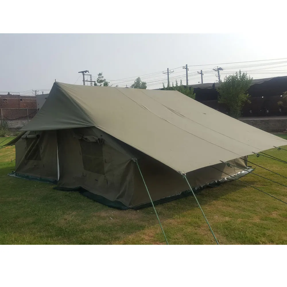 Military Cotton Canvas Small Wall Army Tent Ridge Pole Tent Custom Color Canvas Camping Military Olive Ridge For Emergency Reli