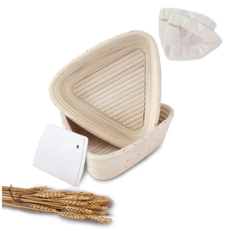 Bread Proofing Basket Baking Bowl Handmade Dough Rising Fermentation Baking with Dough Scraper Linen Liner Cloth Bread Lame