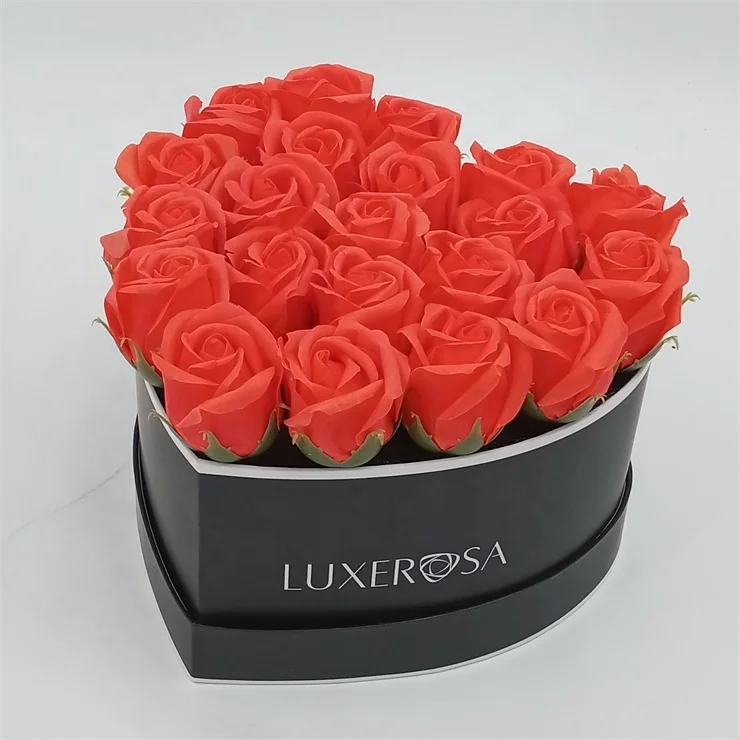 Custom Logo Fancy Heart Bouquet Box Paper Packaging Box for Flower