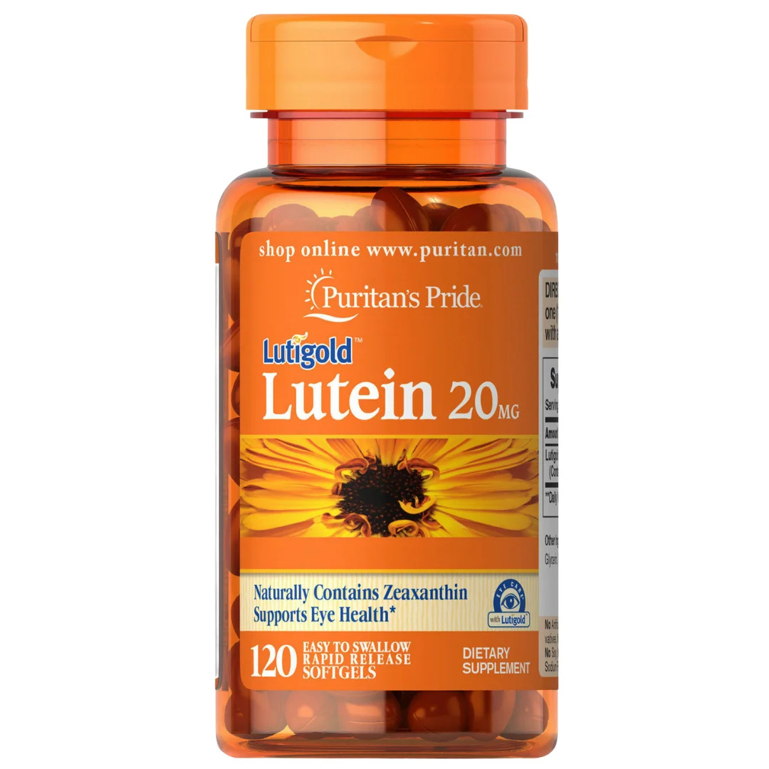 Puritans Pride Lutein Lutigold 20 mg with Zeaxanthin 120 Softgels Eye Care Antioxidant Eye Health Vitamin Supplements USA Made
