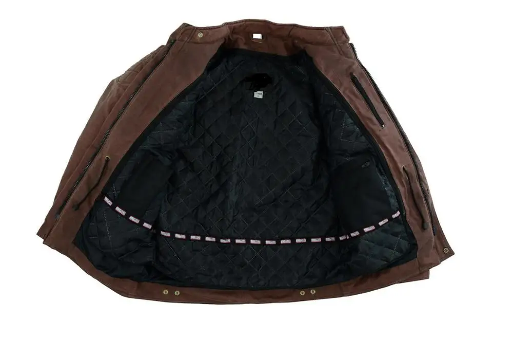 High Quality Men Brown Waxed Diamond Cut Jacket