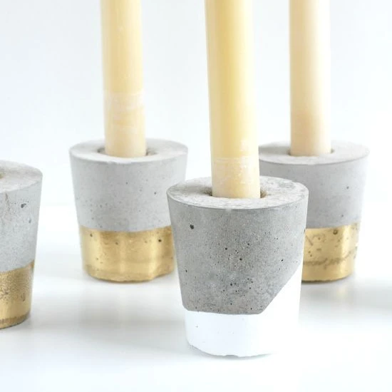 NIEN Handmade Concrete Candle Holder Jar Home Decoration Luxury Christmas Cylinder Cement Urban Candle Stand Gold White Silver