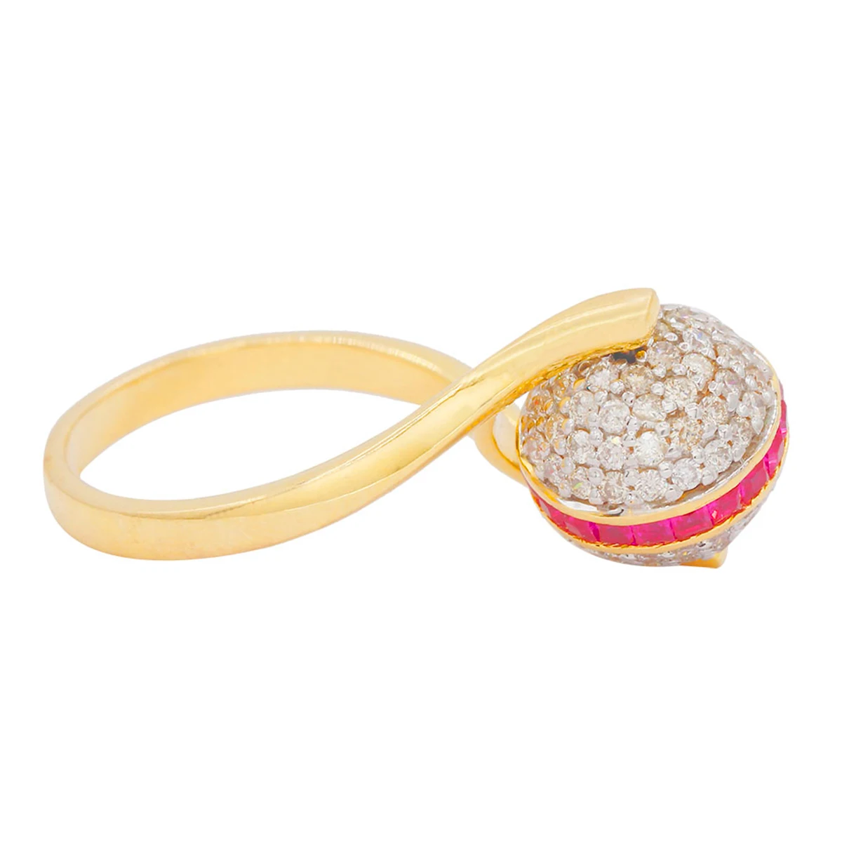 
Diamond Ring May 2021 Beautiful 14kt Gold Floral Shape Party Wedding Diamond with Ruby Ring for Women at Wholesale Price 