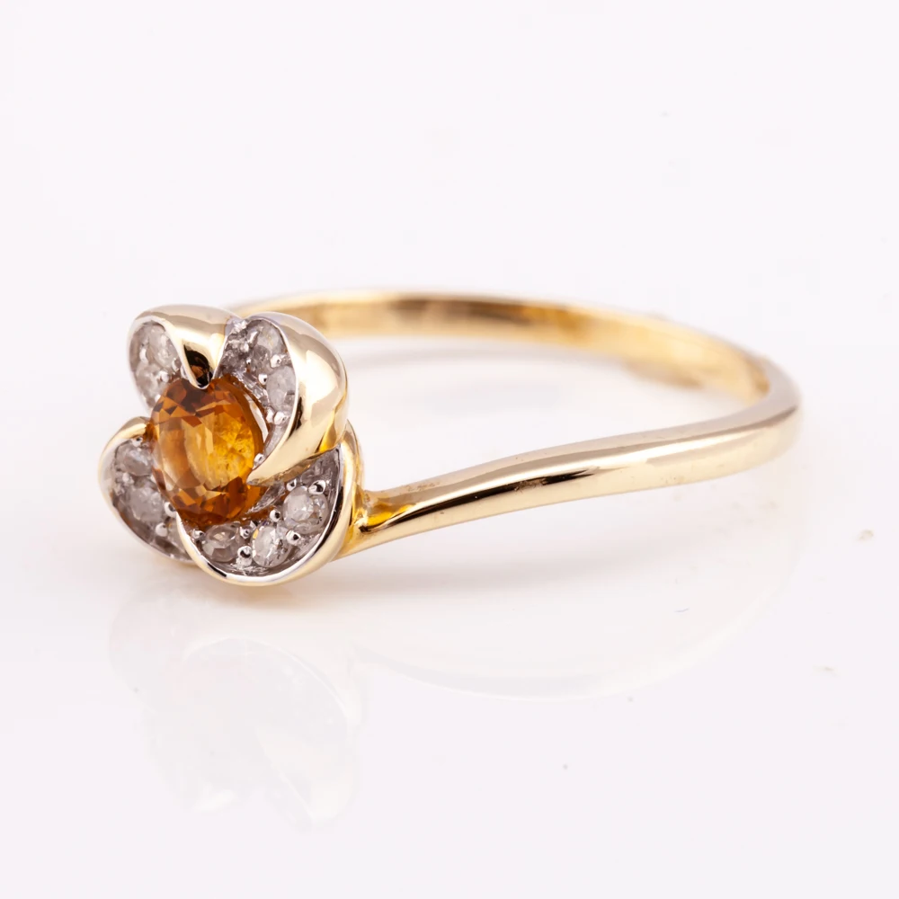 Цитрин и бриллиантовое кольцо 14K позолота Серебро 925 желанию можно украсить ювелирными изделиями для женщин модные изделия из Таиланда