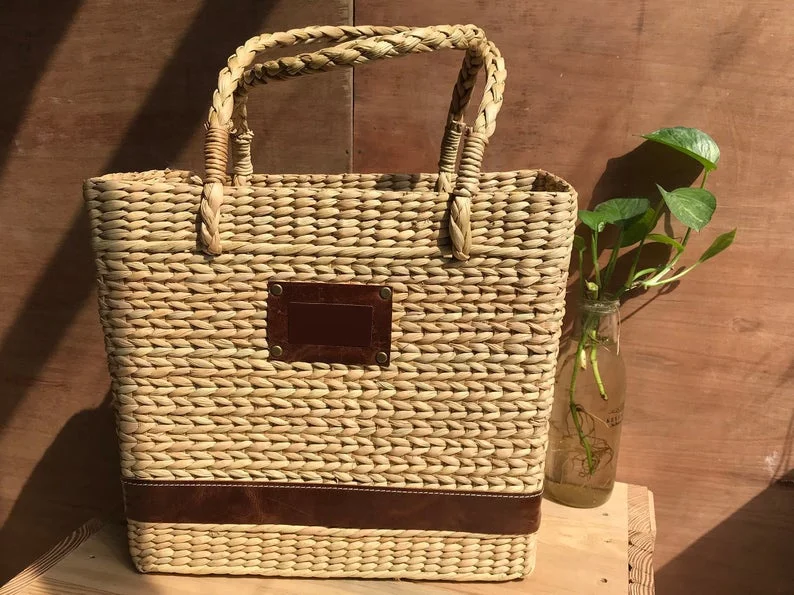 Миниатюрный вязаный клатч из соломы и гиацинта с верхней ручкой женская модная сумка на талию для путешествий работы