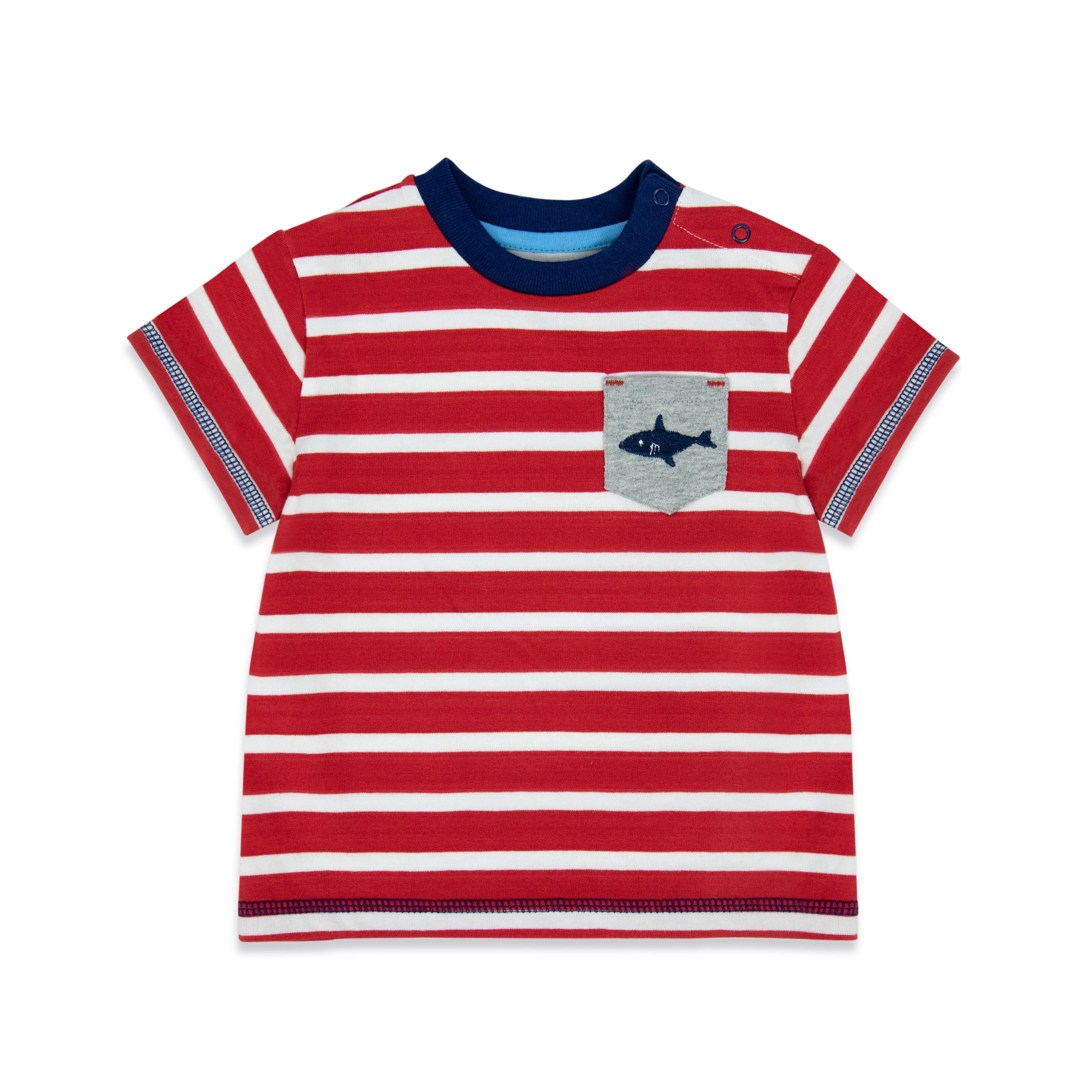 2020 Summer Designer Baby Boy Clothes Set Toddler Organic Cotton Print Shark Cartoon OEM 2 Piece Red short kids clothing