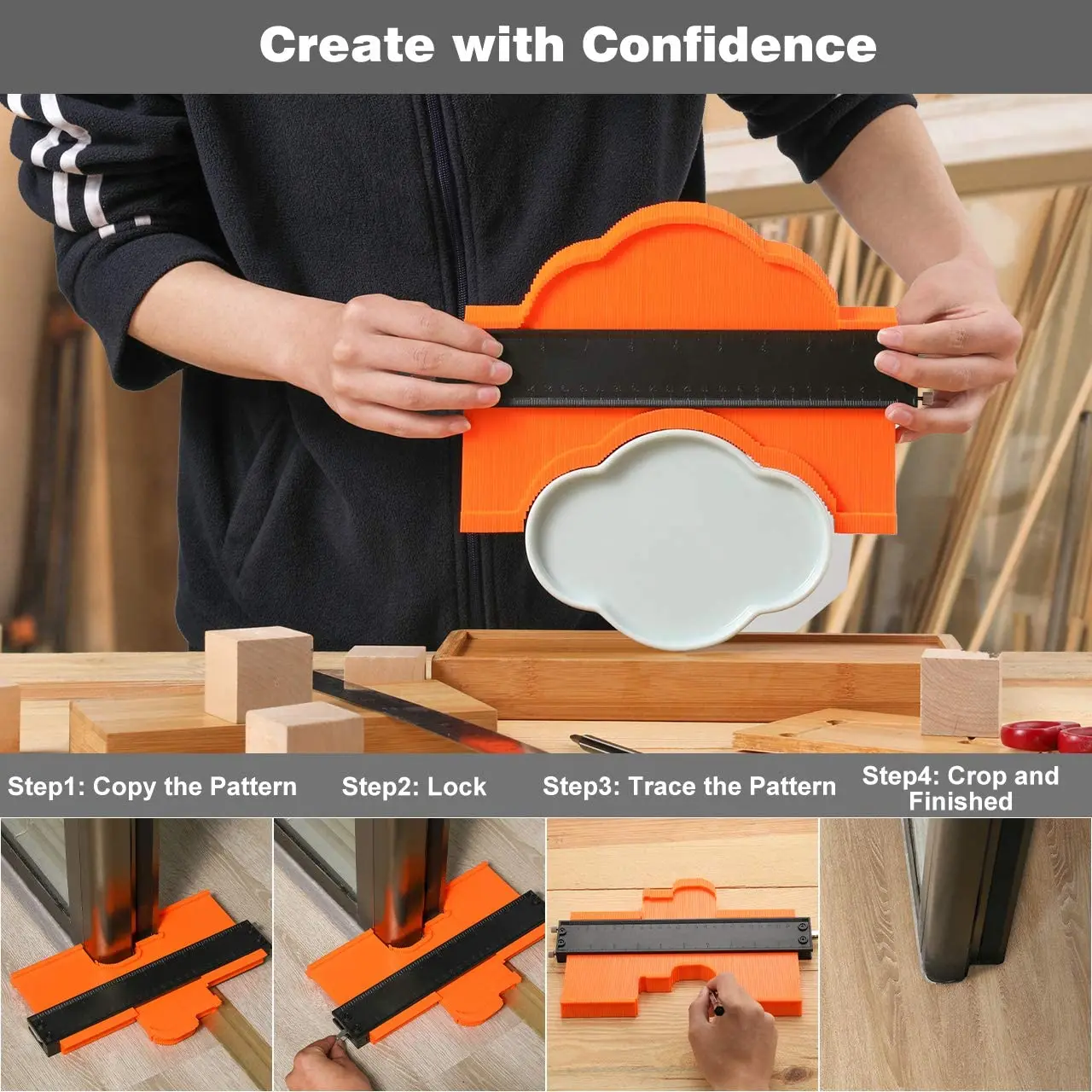 10 дюймов контур профиль датчика многофункциональный инструмент пластиковая мерная Дубликатор duplo и край формовой резец с алюминиевым замок