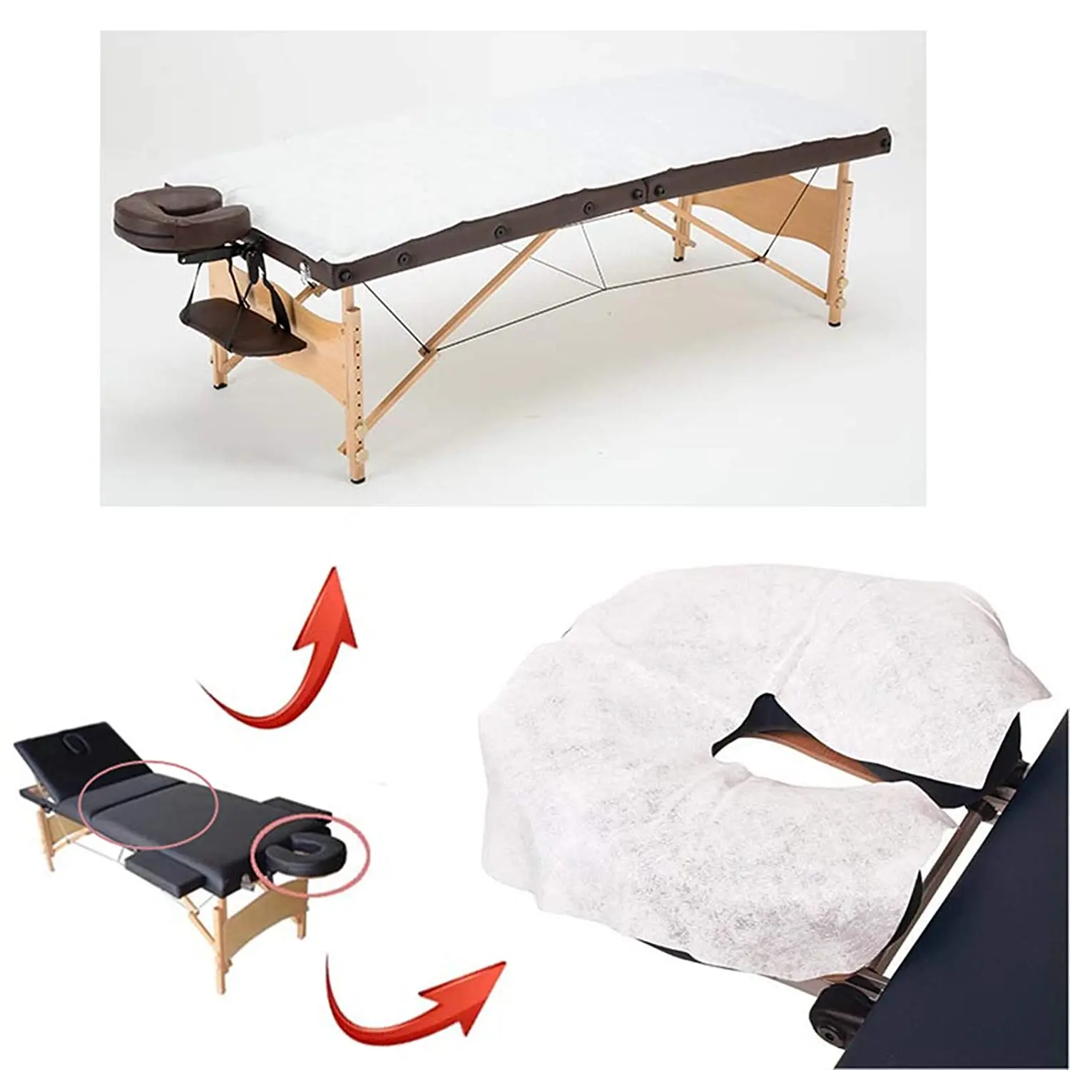 Massage Face Cradle Covers Disposable Breathing Space Sheet Cover For Massage Table Headrest Covers Ultra Soft Face Rest Cradle