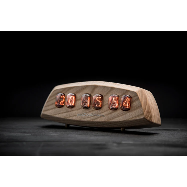 Past Indicator Co. hand crafted nixie clock ashwood casing designer made room decor accessory, desk clocks