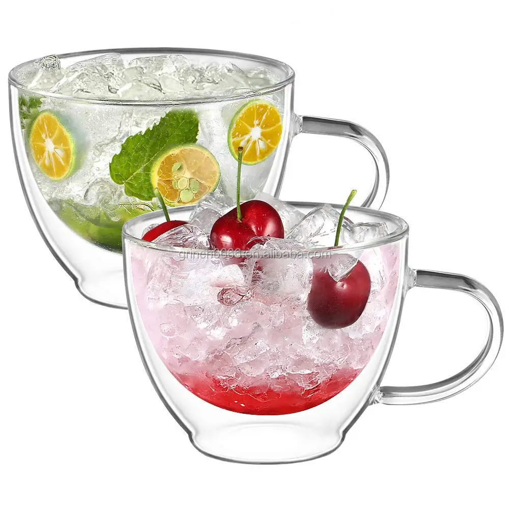 Двухслойные стаканы для капучино с ручкой латте Macchiato стеклянные молочного сока 350 мл