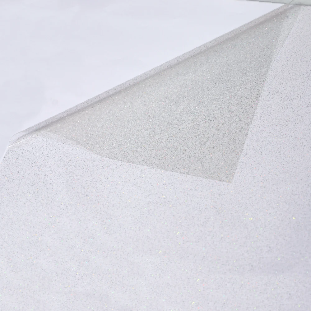 
Waterproof PVC Transparent Glitter PVC Sheet Plastic Film Soft Tablecloth Roll Hologram Silver 