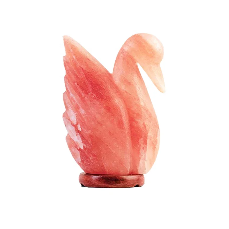Чистый розовый Гималайский Хрустальный Лебедь лампа резной фэн-шуй в стиле животных украшения для