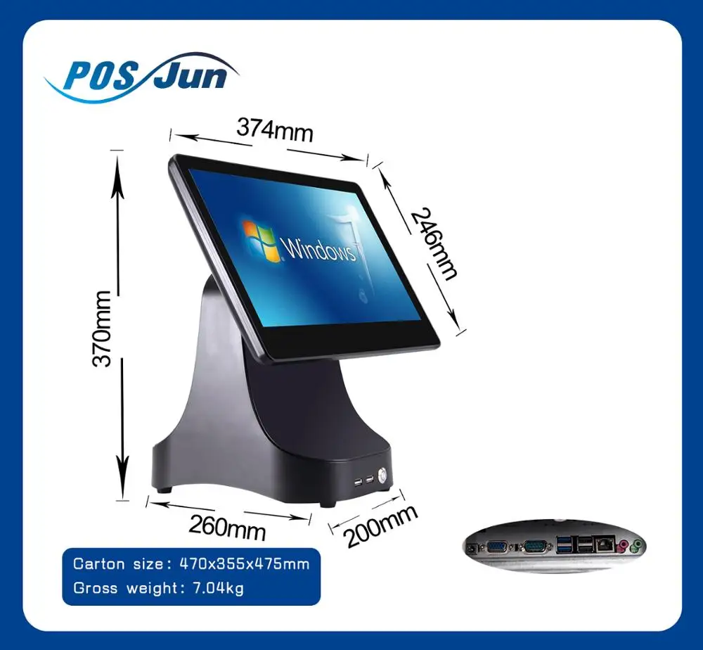 whole set 15.6 Inch dual screen all in one point of sale touch screen pos system price/pos terminal machine/cash register