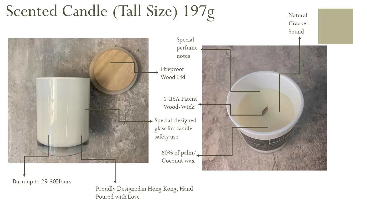 Custom Private Label Luxury Scented Grand Size Candle Fresh-Line-7oz with 3 USA Patent Wood-Wick