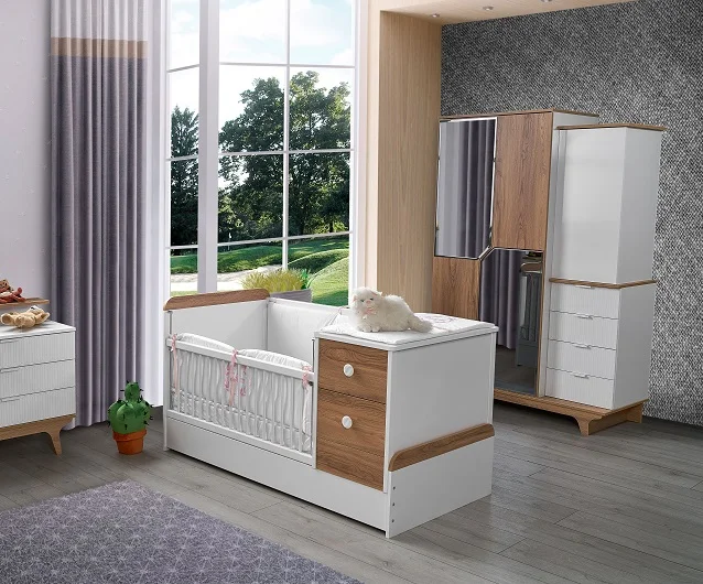 
fashion baby bed, expandable, children bedroom ,3 doors wardrobe, study table 
