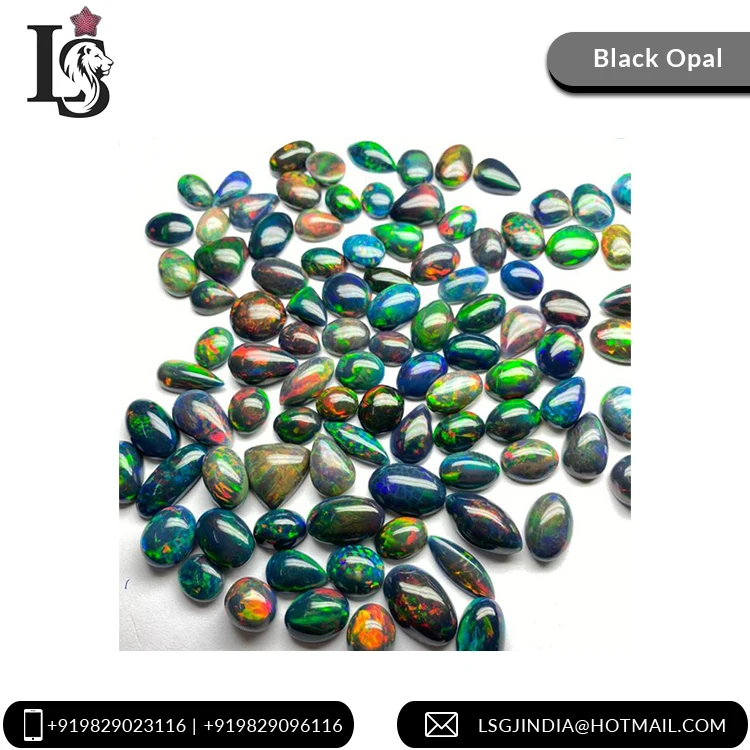 High Quality 100% Natural Black Fire Opal Loose Gemstone 4-8 Carat Oval Shape for Rings Astrology Green Color at Best Price