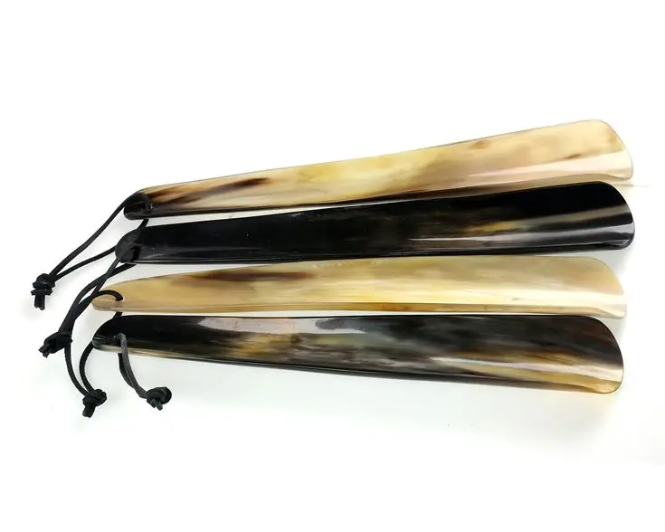 Best quality 6  inch   ox   horn  shoe horn with leather cord