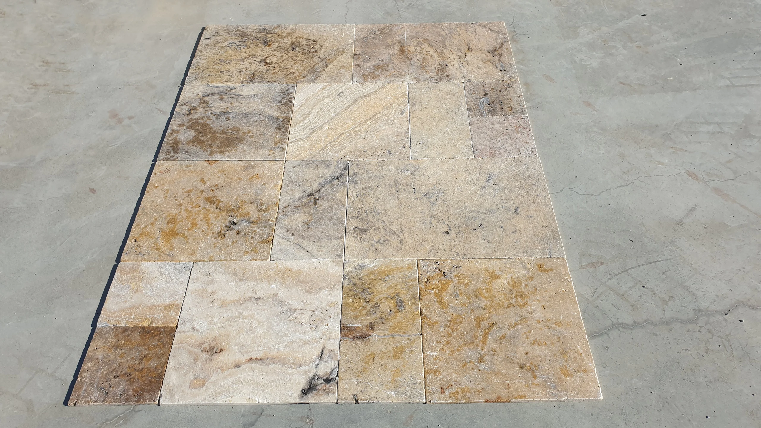 2023 Scabas Travertine French Pattern Set Tumbled New Model Product Premium Quality Turkish Model Made in Turkey CEM-FPT-08
