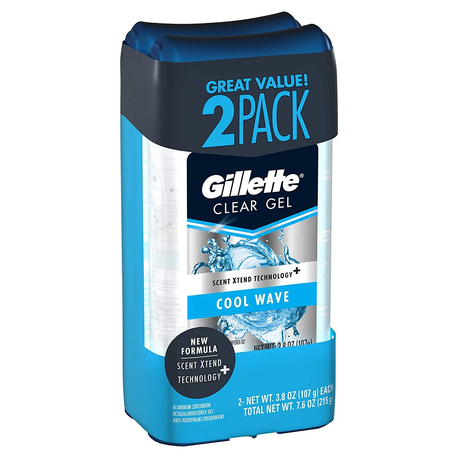 Gillette Cool Wave Clear Gel Mens Antiperspirant and Deodorant 3.8 oz