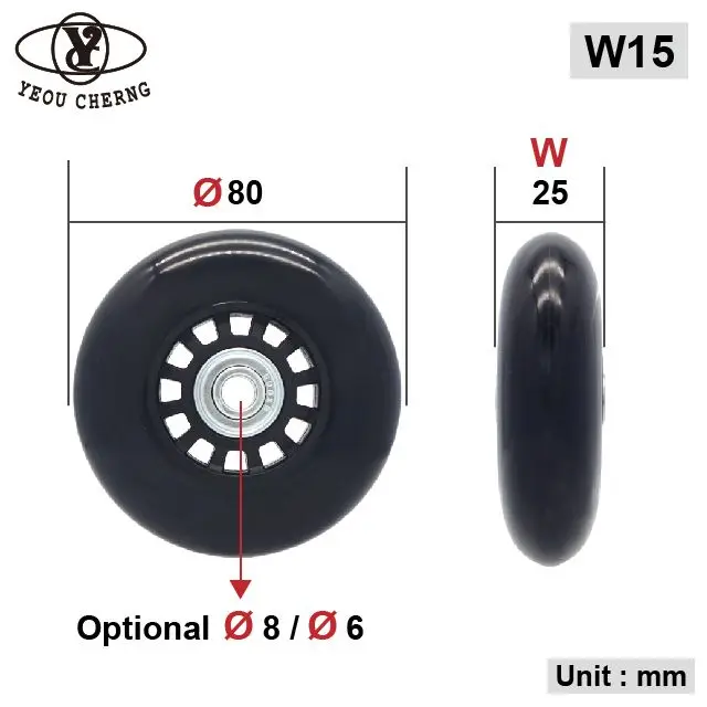 Luggage Wheel Replacement Parts Various Sizes Wheels 3 Inch PU Durable Bag Ball Bearing Chair