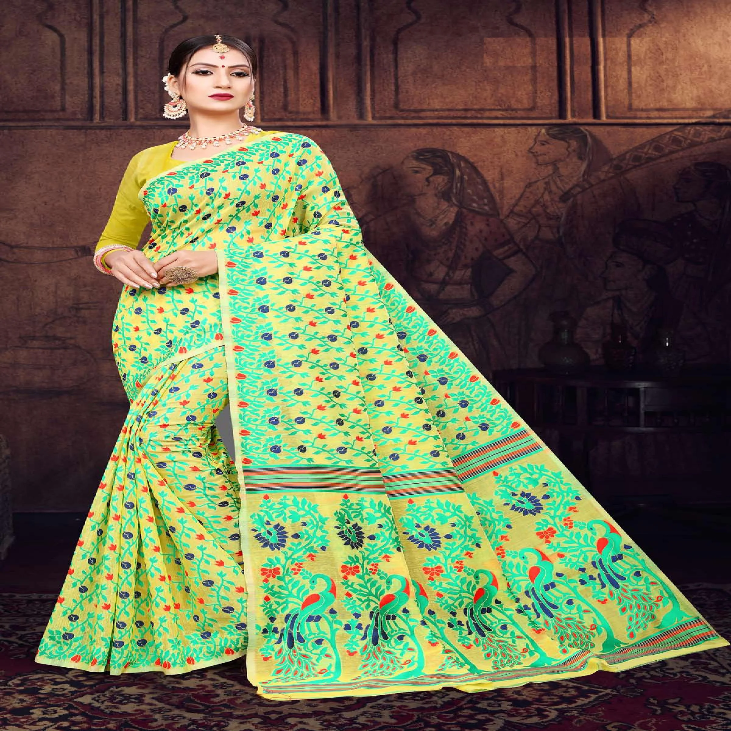 
Дизайнерское сари MISS MORNI JEQUARD, дизайнерская хлопчатобумажная мягкая ткань, сари, блузка из Индии, Сурат, гуджарат, одежда, Сади 