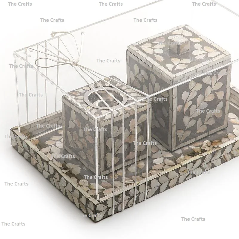 Wooden And Mop Work Incense Burner And Sweet Box With Acrylic Cover For Wedding Home And Hotel Use Mabkhar