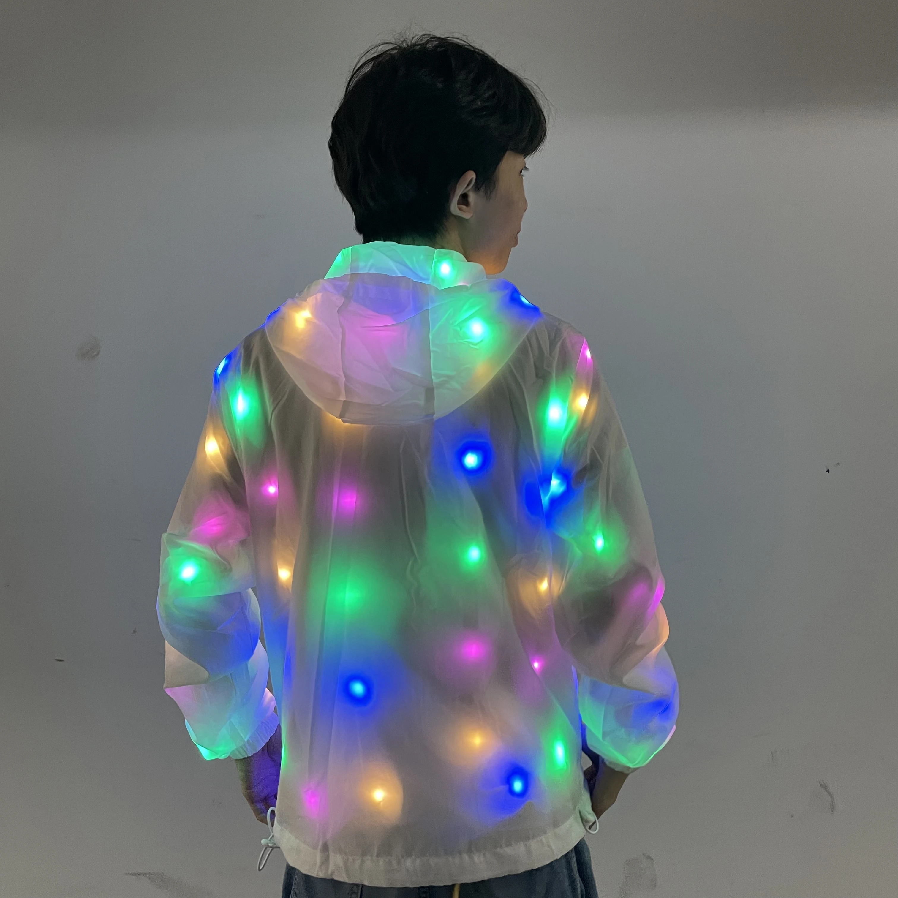 Лидер продаж модная куртка со светодиодной подсветкой прямые поставки с завода светящиеся пальто красочная светодиодная толстовка худи для танцев и