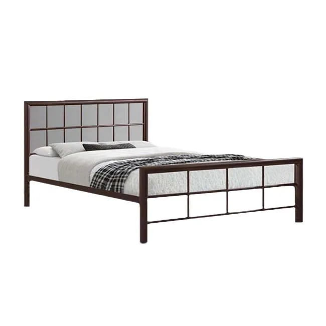 Low Price Matt Brown Metal Platform Bed Base Modern Double Bed Suitable Children Adults Students College Bed Frame Queen Size