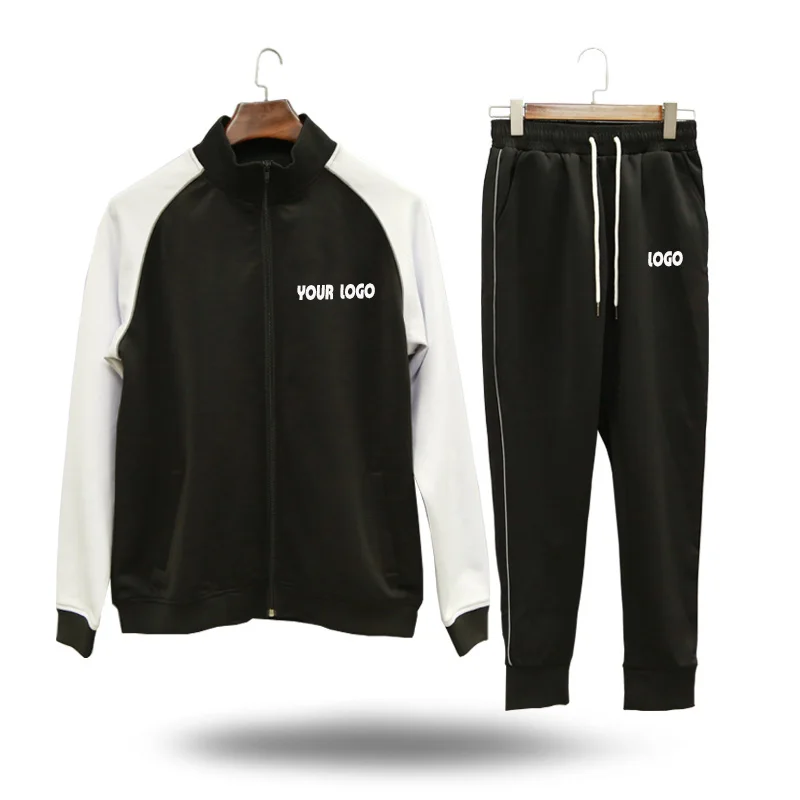 Dropshipping MOQ 1 latest design men plain blank sport cotton tracksuit wholesale custom tracksuit set
