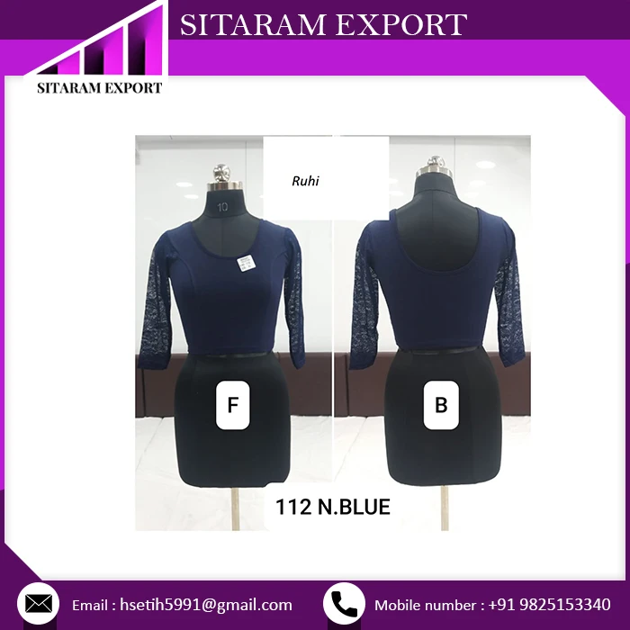 Buy Best Cotton Lycra Stretchable Women Blouse Full Net Sleeve At Wholesale Price