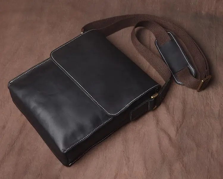 Custom Retro Leather Business Men Cross Body Shoulder Messenger Bag