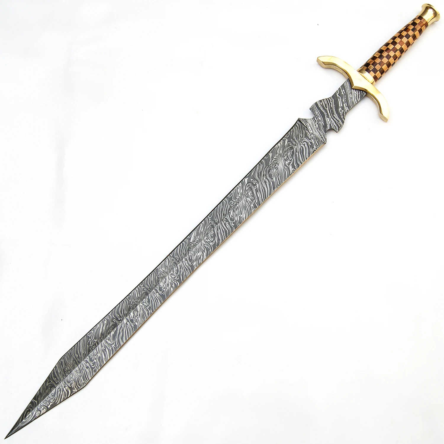 Top Design Medieval Damascus Swords Custom Beautiful Handmade Steel Sword with Free Leather Sheath