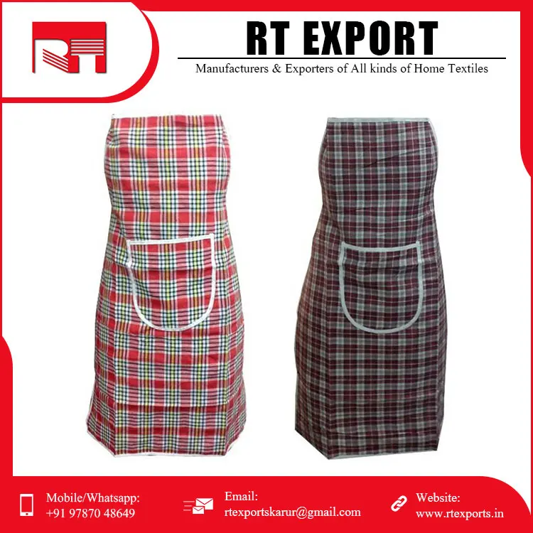Good Quality Latest Design Cotton Material Custom Print Cooking Kitchen Apron Indian Manufacture