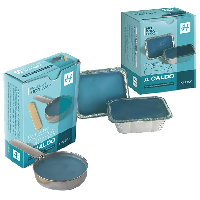 Hair Removal Hot Wax Non Woven Wax Strips Hot Film Wax Made in Italy Pan And Tray Blue