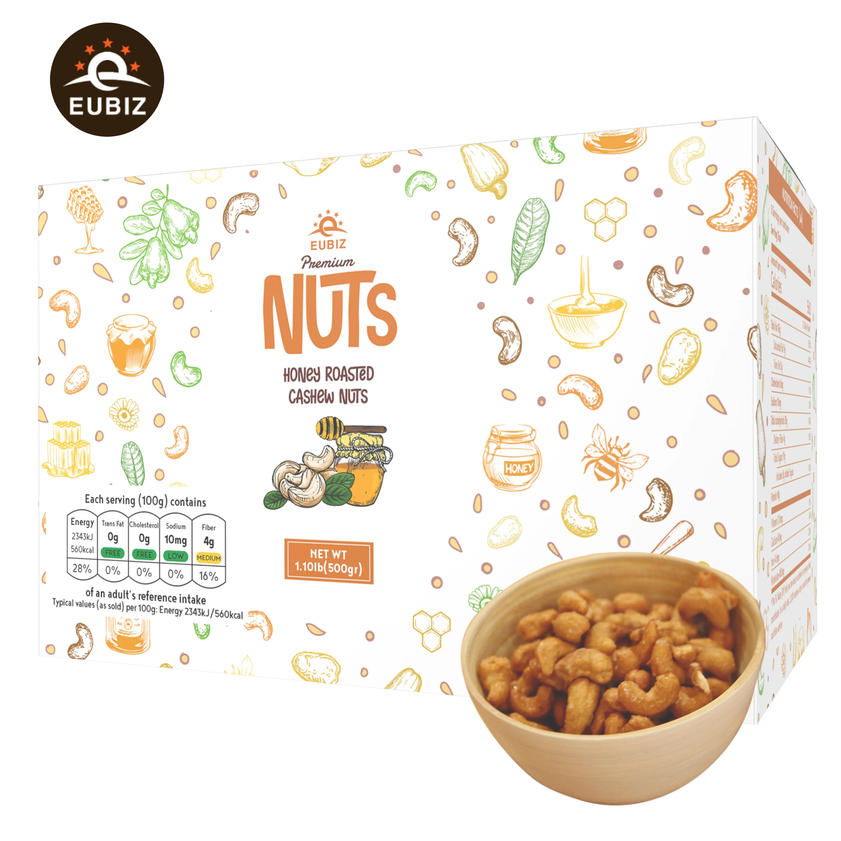 EUBIZ Cashew nuts Flavor Honey - Export Prices Cashew Nuts - Box (paper) 500g (17.7 OZ) - in VietNam
