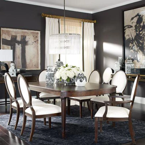 Made in Vietnam Luxury Custom Furniture Wood 6 Chairs Dinning Table Set