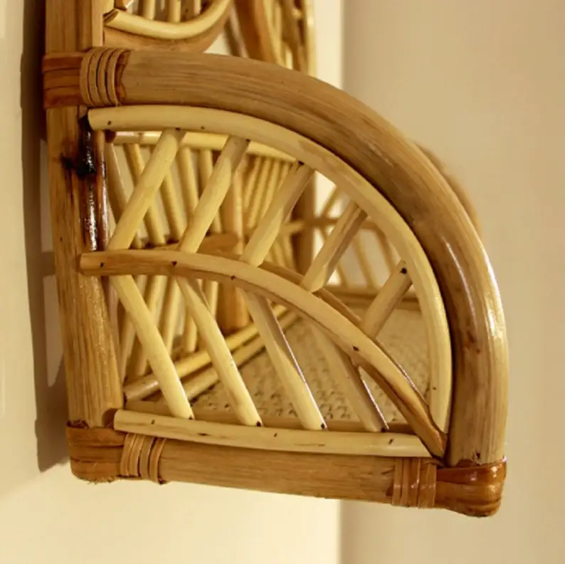 Плетеная ротанговая настенная подвесная полка для декора. Экологичный Настенный декор; Ротанговая плавающая сделано во Вьетнаме
